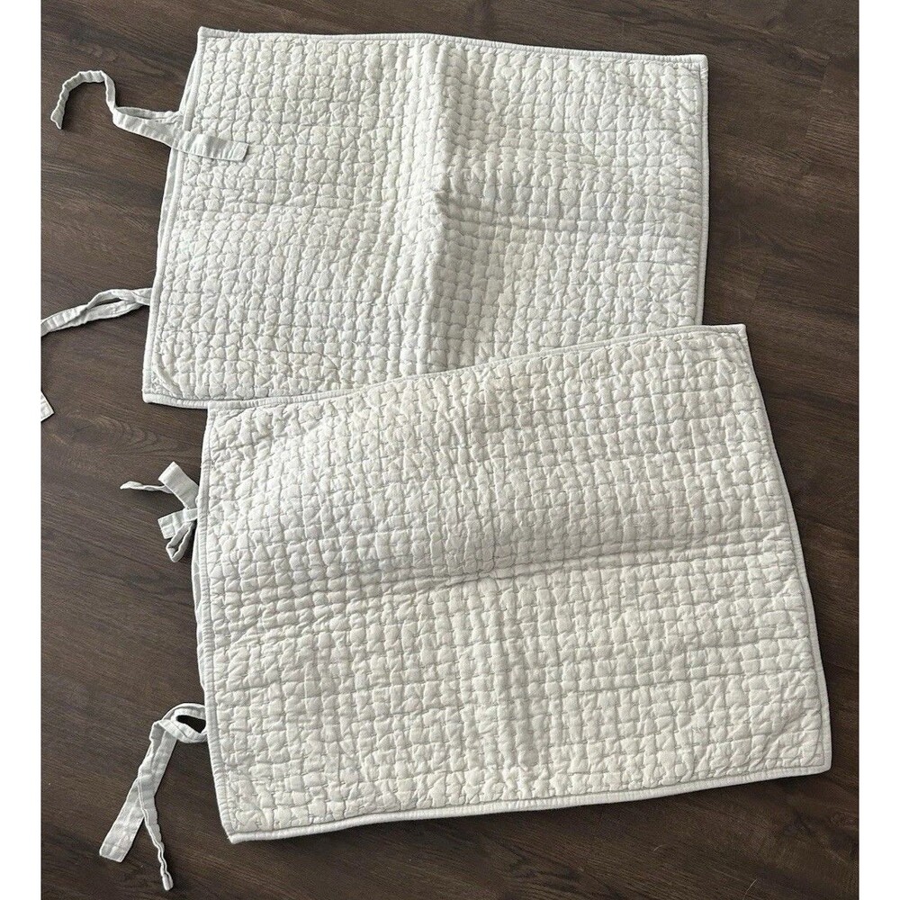 Pottery Barn Quilted Pick Stitch 20x27 Sham Tie Closure Green Standard Size